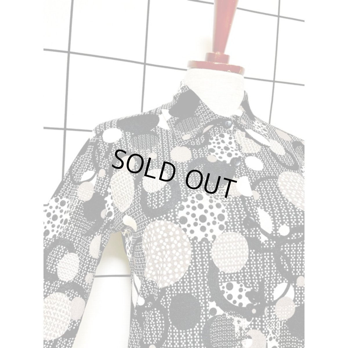 画像6: フランス古着 FRANCE マルチドット 長袖 レトロ シャツ ヴィンテージブラウス (6)