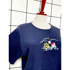 画像6: マリン刺繍 ネイビー レトロ Mexico 古着 ヴィンテージ Tシャツ (6)