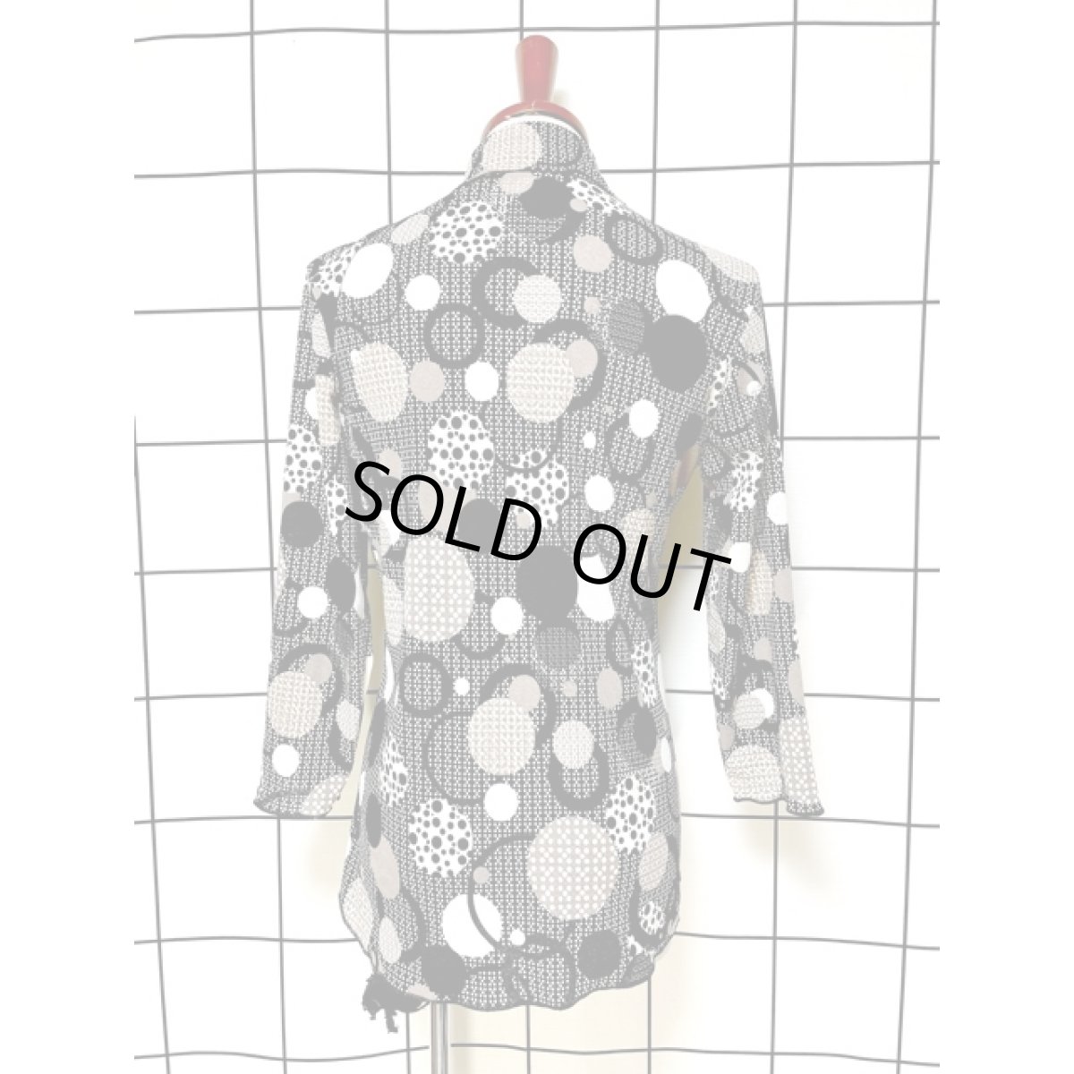 画像2: フランス古着 FRANCE マルチドット 長袖 レトロ シャツ ヴィンテージブラウス (2)