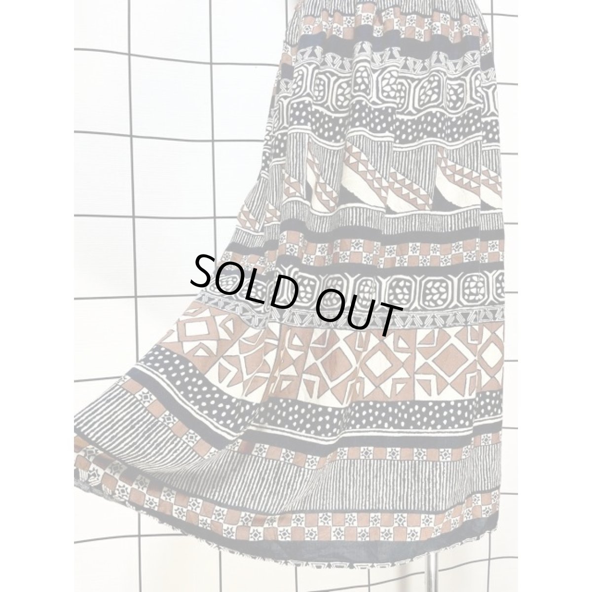 画像4: エスニック模様 Mexico ウエストゴム スカート レトロ 古着 ヴィンテージ (4)