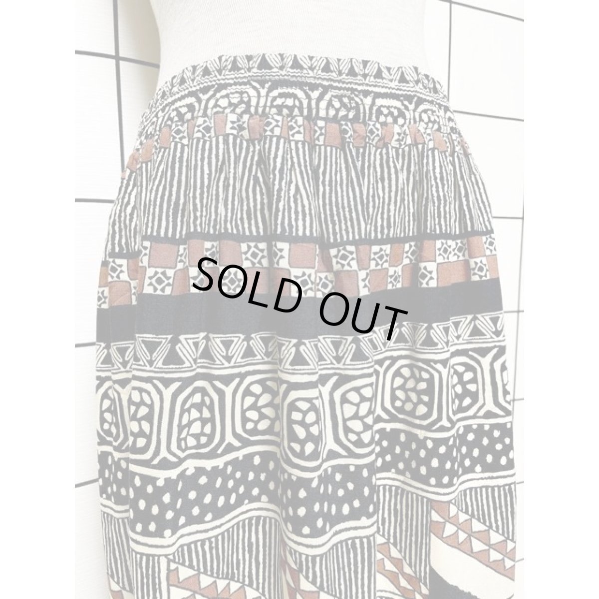 画像2: エスニック模様 Mexico ウエストゴム スカート レトロ 古着 ヴィンテージ (2)