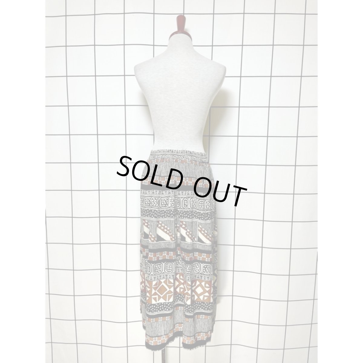 画像6: エスニック模様 Mexico ウエストゴム スカート レトロ 古着 ヴィンテージ (6)