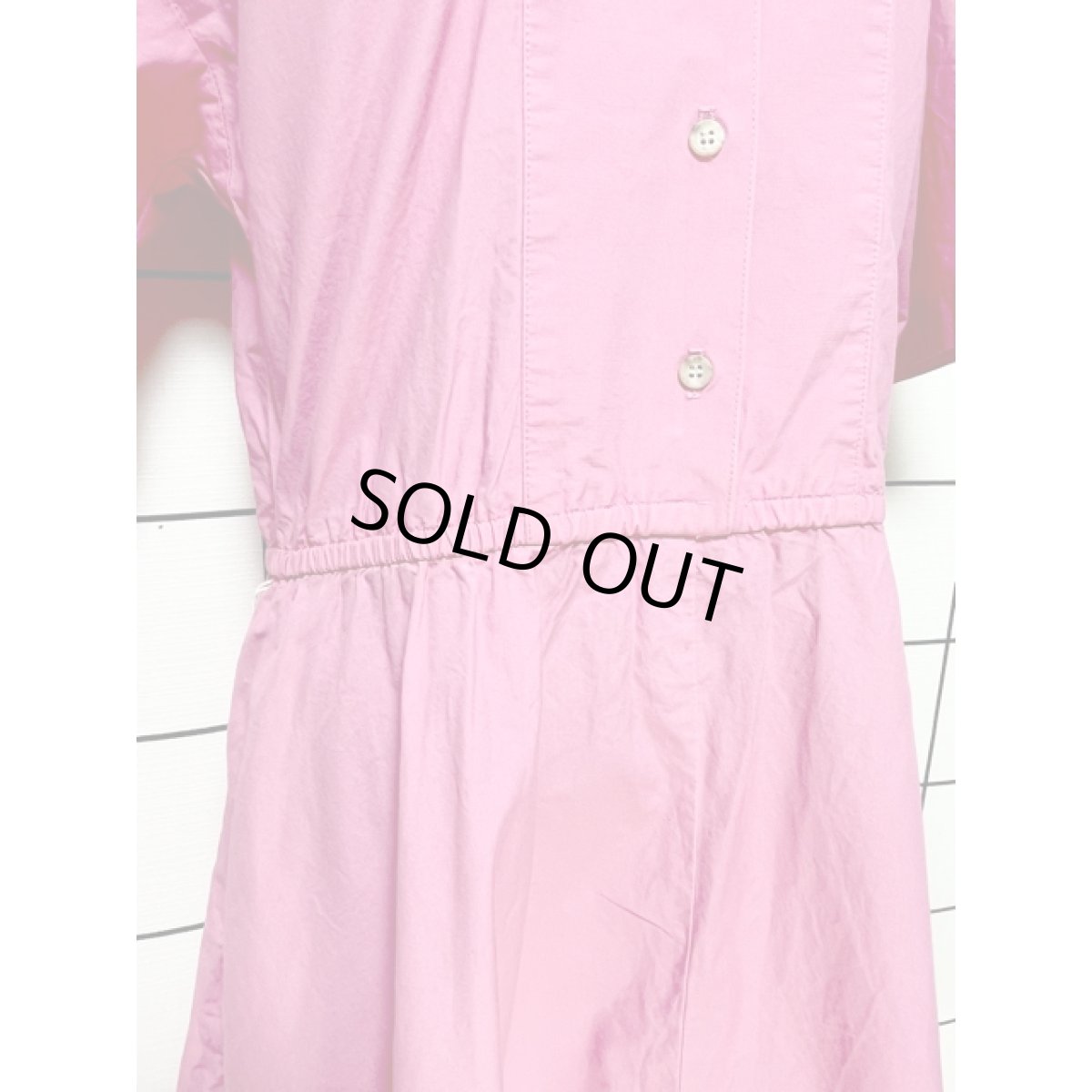 画像7: 無地 ピンク ウエストゴム 半袖 レトロ アメリカ古着 ヴィンテージワンピース (7)