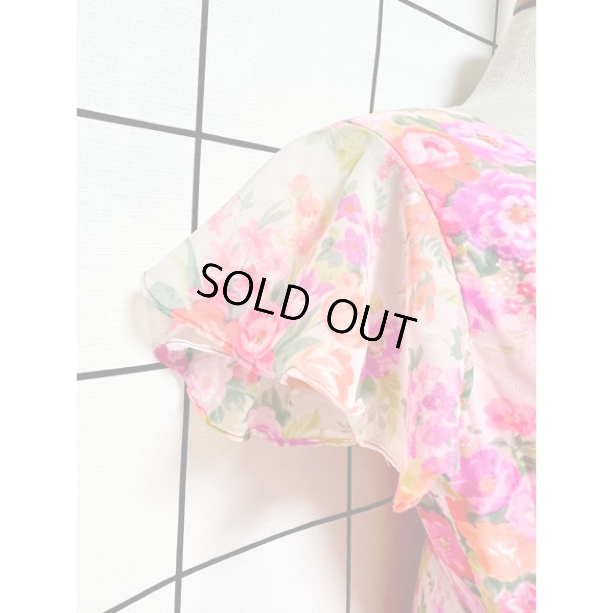 画像9: パーティー衣装にもおすすめ 花柄 フリル袖 ハイウエスト レトロ アメリカ古着 ヴィンテージロングドレス (9)