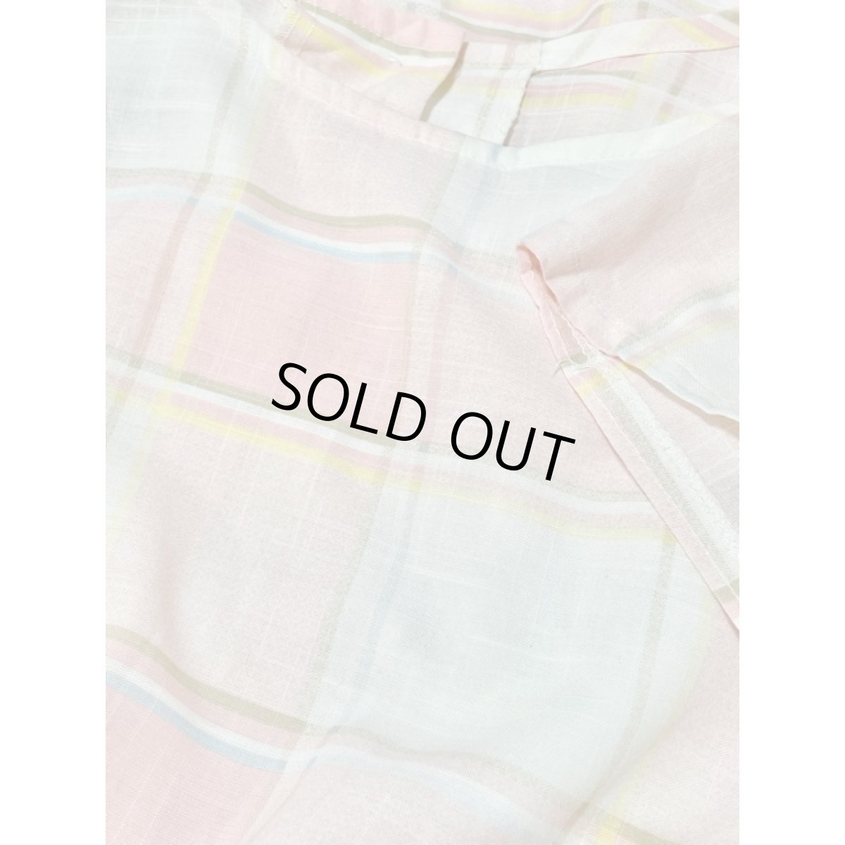 画像10: チェック柄 ウエストゴム 後ろボタン レトロ 半袖 アメリカ古着 ヴィンテージワンピース (10)