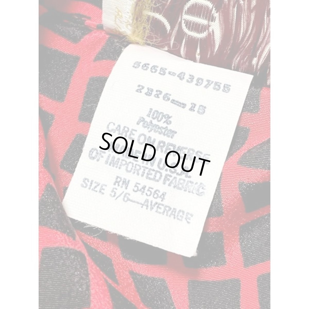 画像13: スクエア柄 レッド ベルト付 ウエストゴム レトロ アメリカ古着 ヴィンテージワンピース (13)