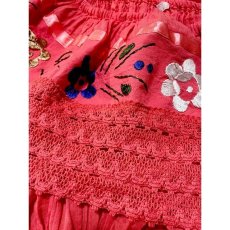 画像10: メキシカン花刺繍 レース サテンテープ ノースリーブ レトロ  アメリカ古着 ヴィンテージワンピース (10)