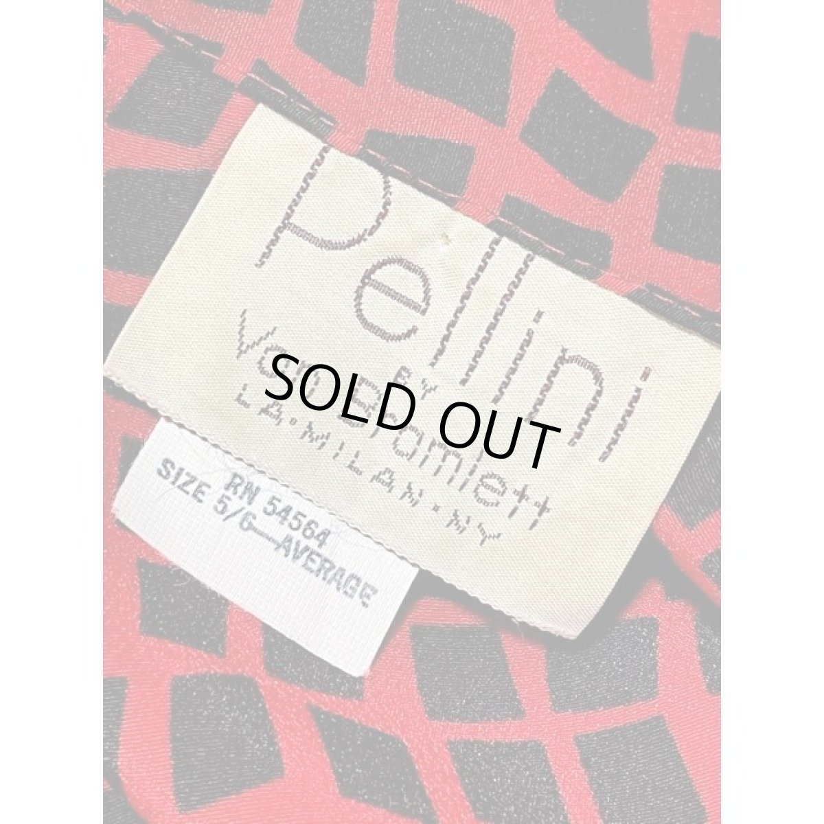 画像12: スクエア柄 レッド ベルト付 ウエストゴム レトロ アメリカ古着 ヴィンテージワンピース (12)