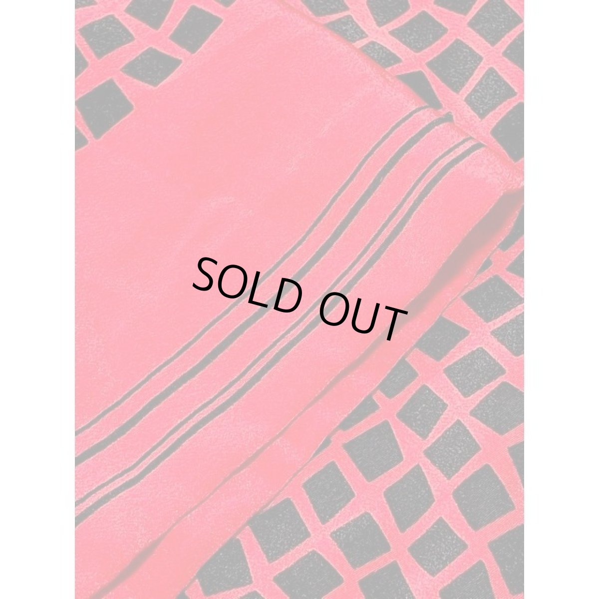 画像10: スクエア柄 レッド ベルト付 ウエストゴム レトロ アメリカ古着 ヴィンテージワンピース (10)