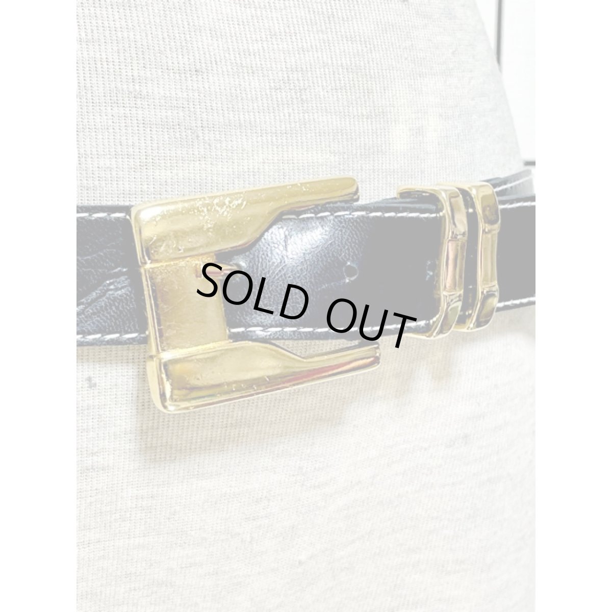 画像3: レトロアンティーク  フェイクレザー ネイビー ヴィンテージ 古着 ベルト (3)