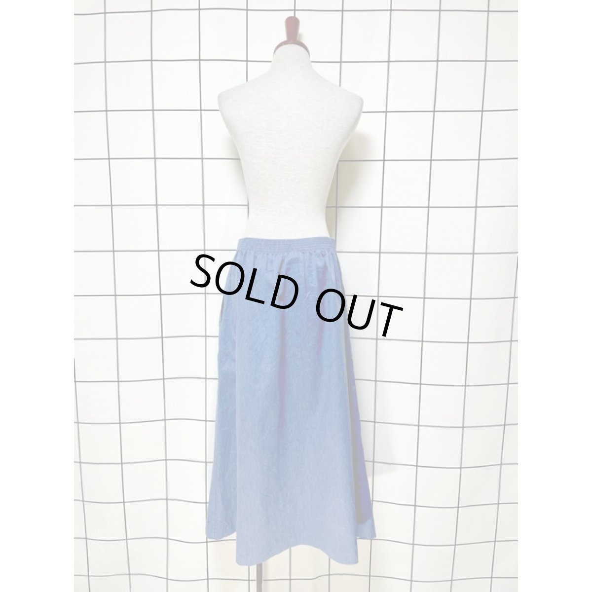 画像5: デニム 無地 前開き ウエストゴム レアメリカトロ アメリカ古着 ヴィンテージスカート (5)