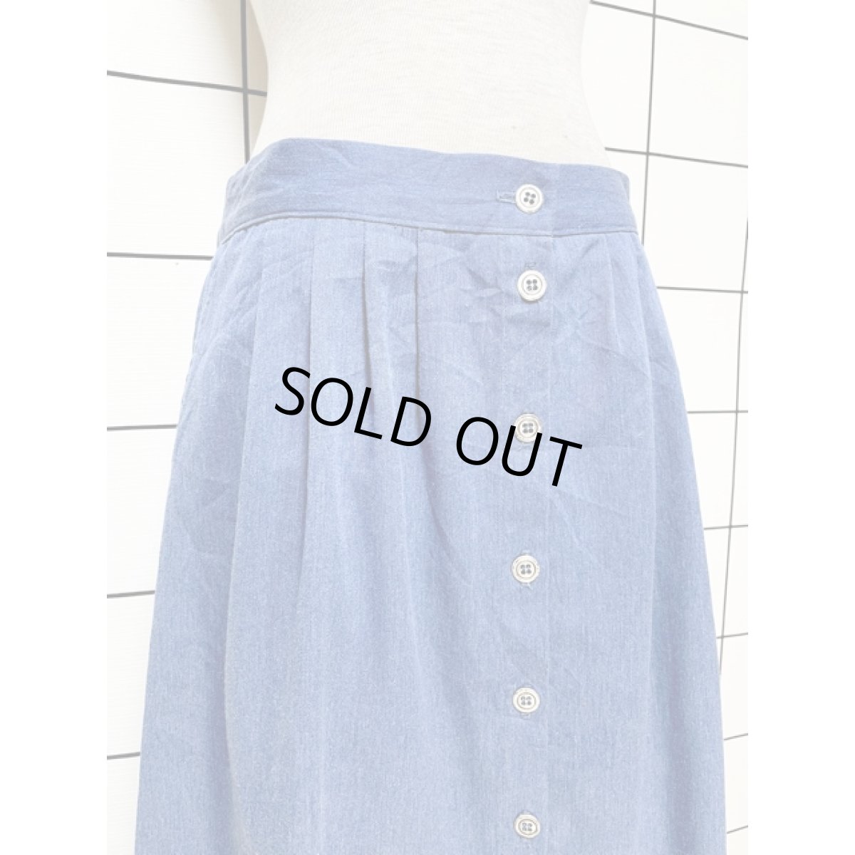 画像2: デニム 無地 前開き ウエストゴム レアメリカトロ アメリカ古着 ヴィンテージスカート (2)