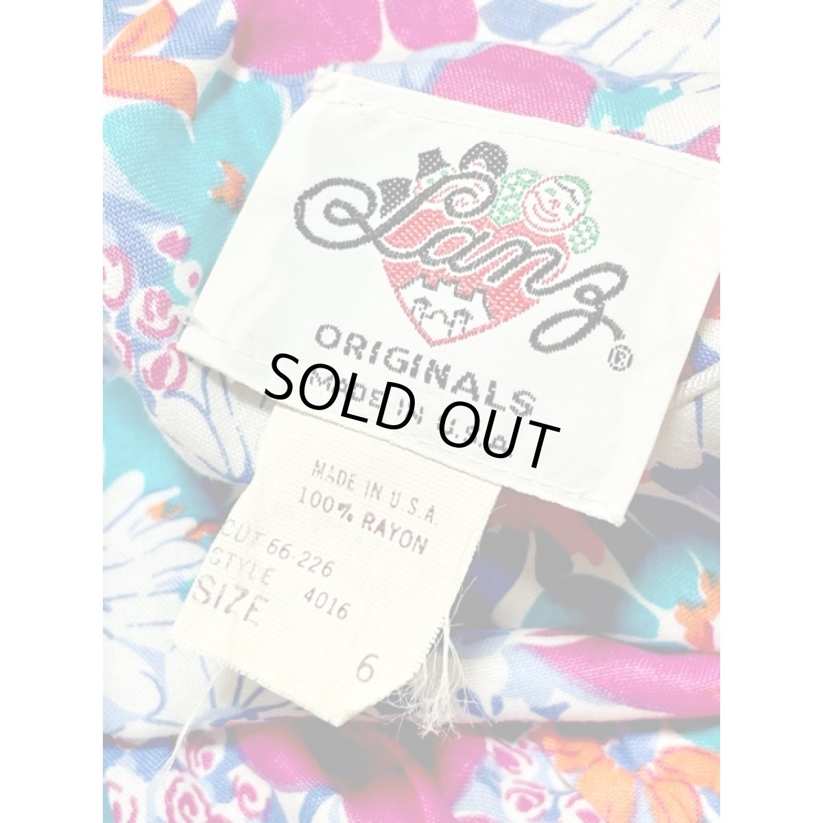 画像14: 総花柄 アート調 ウエストゴム レトロ アメリカ古着 ヴィンテージワンピース (14)