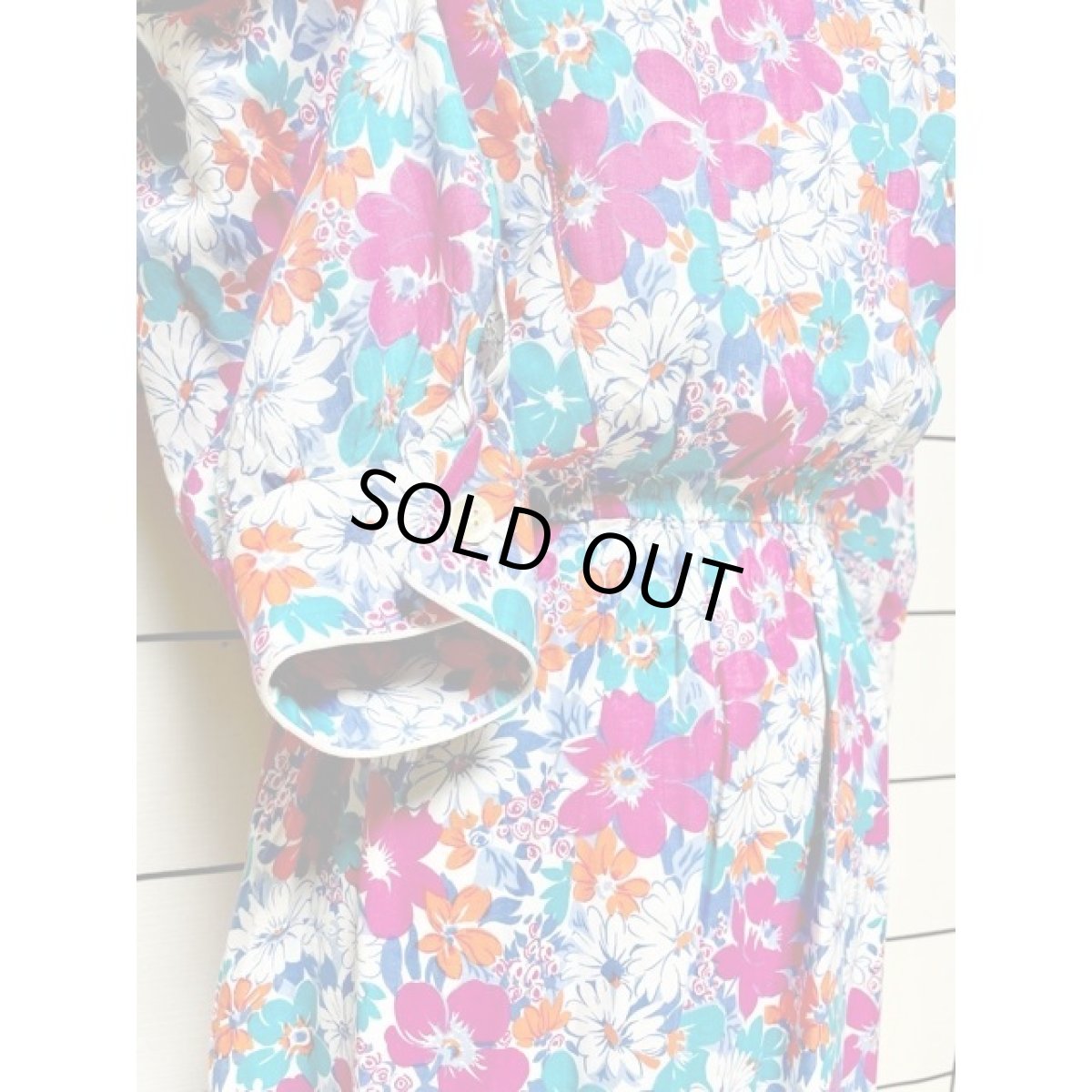 画像8: 総花柄 アート調 ウエストゴム レトロ アメリカ古着 ヴィンテージワンピース (8)