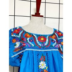 画像6: メキシカンドレス 花刺繍 フォークロア 半袖 レトロ ヴィンテージ Mexico 古着 (6)