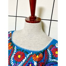 画像5: メキシカンドレス 花刺繍 フォークロア 半袖 レトロ ヴィンテージ Mexico 古着 (5)