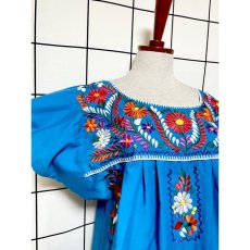 画像7: メキシカンドレス 花刺繍 フォークロア 半袖 レトロ ヴィンテージ Mexico 古着 (7)