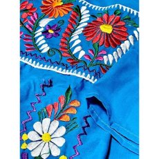 画像9: メキシカンドレス 花刺繍 フォークロア 半袖 レトロ ヴィンテージ Mexico 古着 (9)