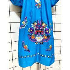 画像8: メキシカンドレス 花刺繍 フォークロア 半袖 レトロ ヴィンテージ Mexico 古着 (8)