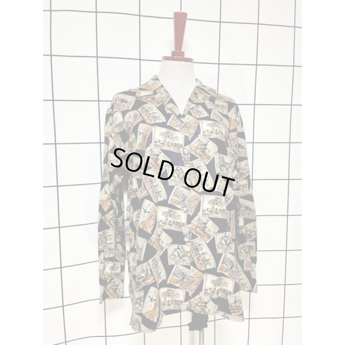 画像3: 馬柄 風景柄 レトロ アメリカ古着 長袖 シャツ ヴィンテージブラウス (3)