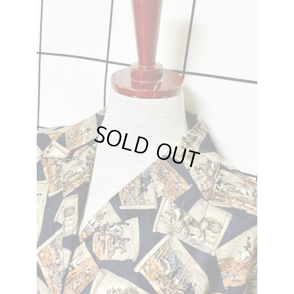 画像4: 馬柄 風景柄 レトロ アメリカ古着 長袖 シャツ ヴィンテージブラウス (4)