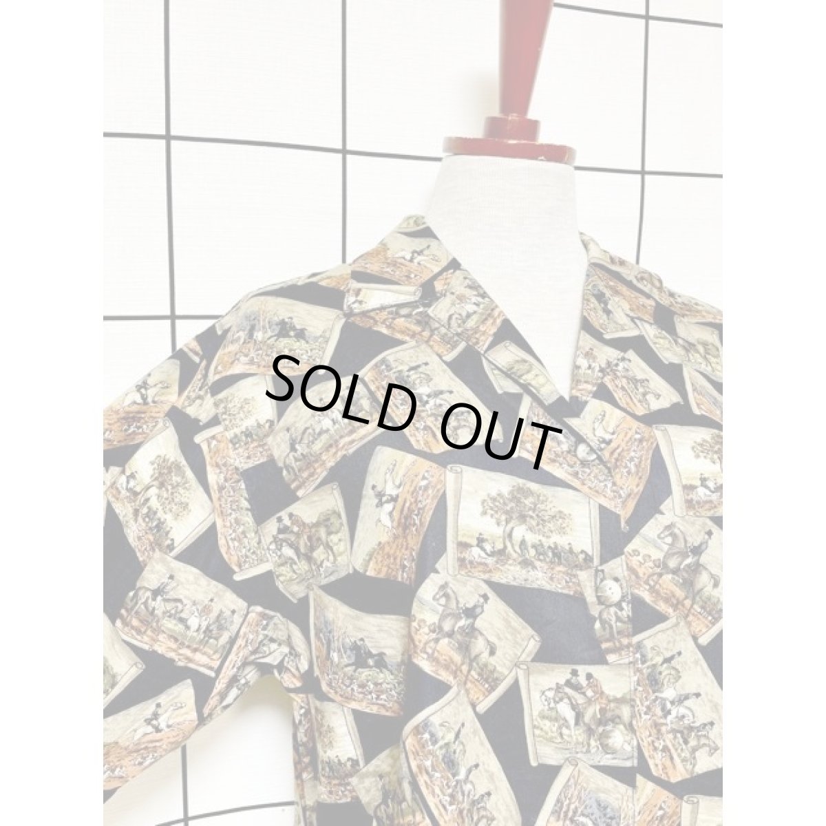 画像6: 馬柄 風景柄 レトロ アメリカ古着 長袖 シャツ ヴィンテージブラウス (6)