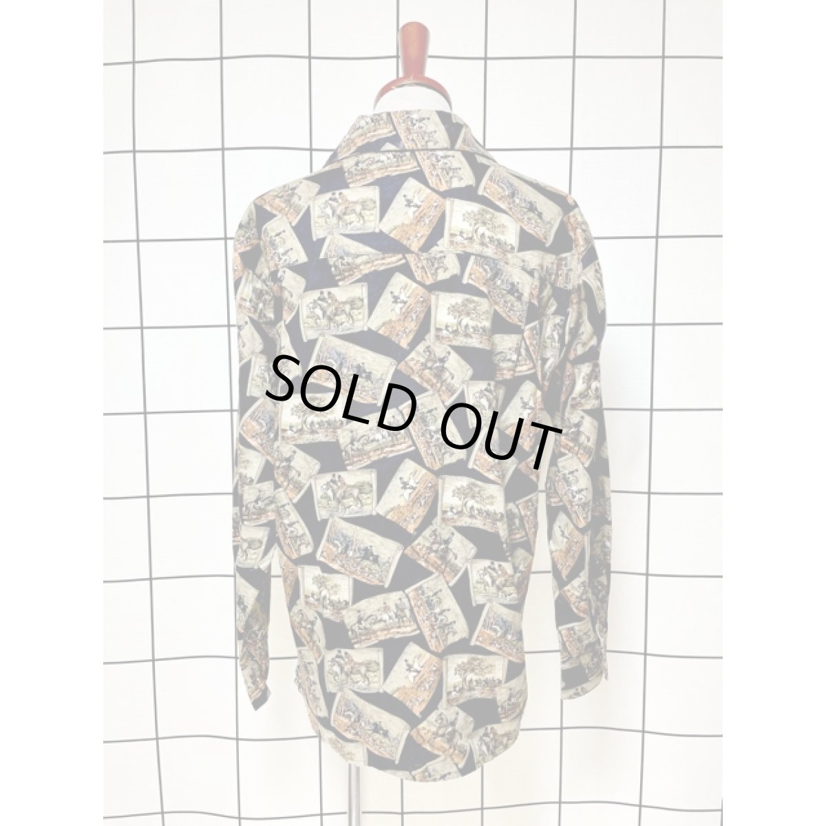 画像2: 馬柄 風景柄 レトロ アメリカ古着 長袖 シャツ ヴィンテージブラウス (2)