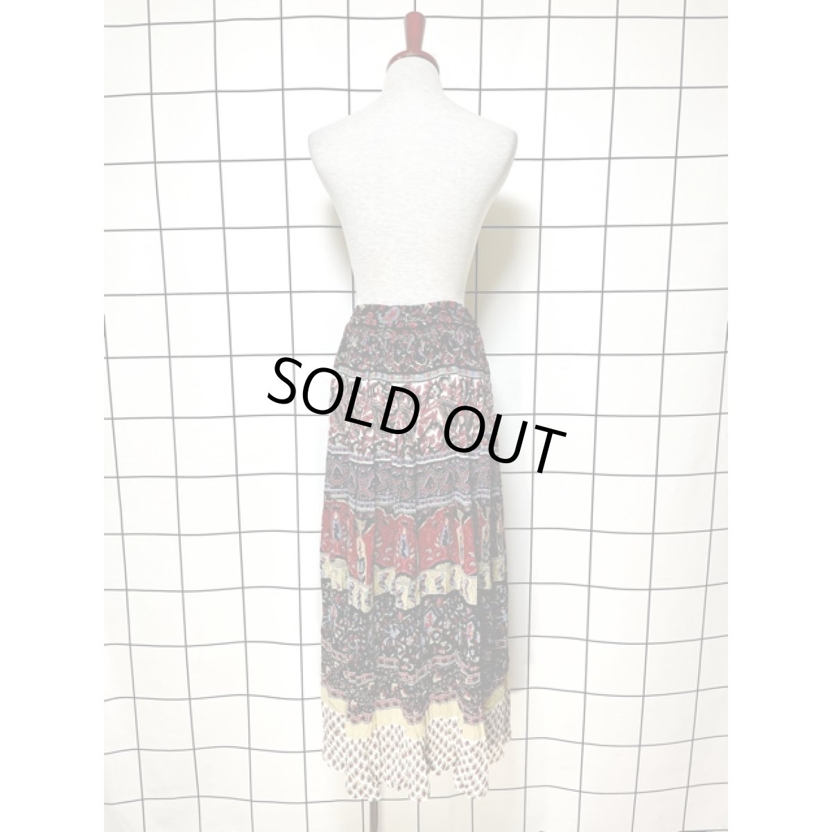 画像6: India古着 エスニック レーヨン レトロ  ヴィンテージ ロングスカート (6)