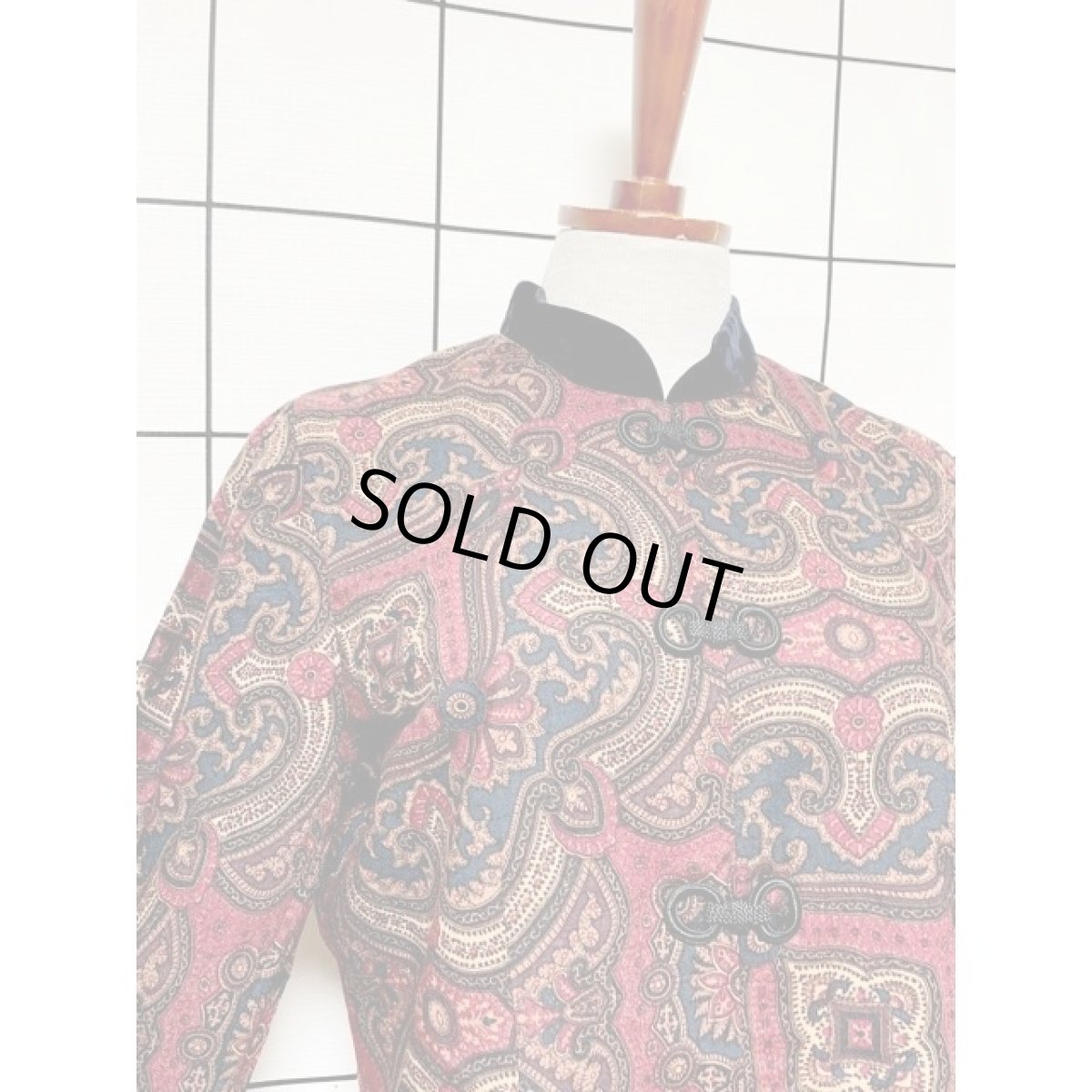 画像7: チャイナ風装飾 レイヤード調 ベロア襟 レトロ アメリカ古着 ヴィンテージワンピース (7)