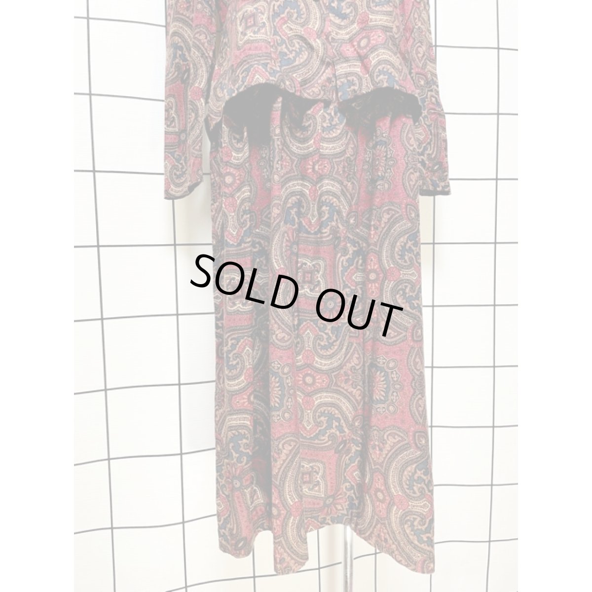 画像11: チャイナ風装飾 レイヤード調 ベロア襟 レトロ アメリカ古着 ヴィンテージワンピース (11)