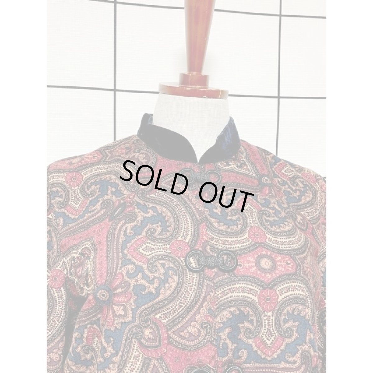 画像6: チャイナ風装飾 レイヤード調 ベロア襟 レトロ アメリカ古着 ヴィンテージワンピース (6)