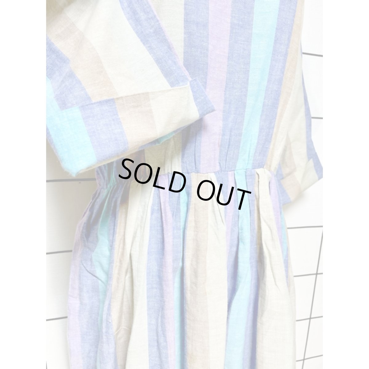 画像8: フランス製 ストライプ ウエストゴム レトロ ヨーロッパ古着 ヴィンテージワンピース  (8)