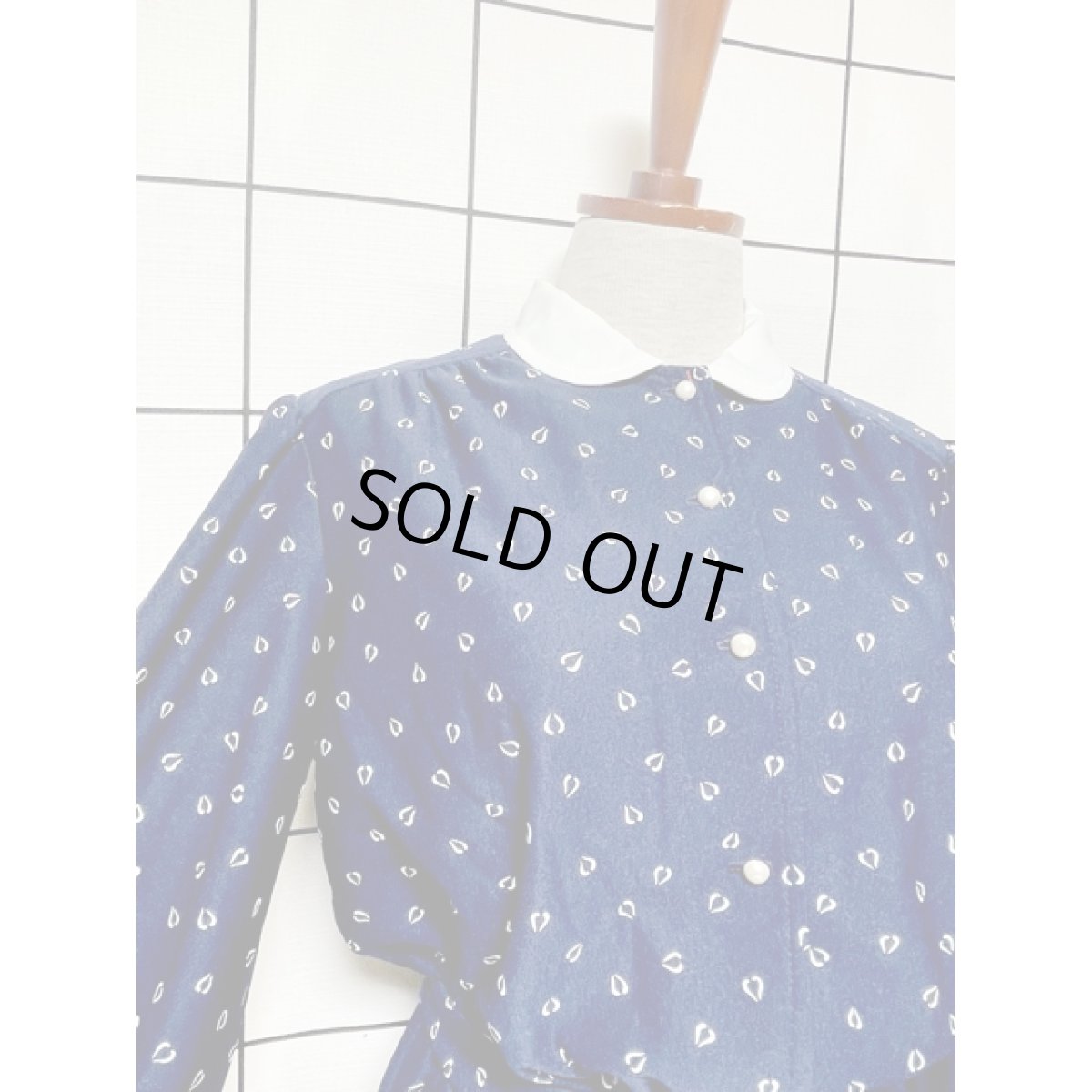 画像6: バイカラー ウエストリボン ネイビー ホワイト ウエストゴム レトロ アメリカ古着 ヴィンテージワンピース (6)