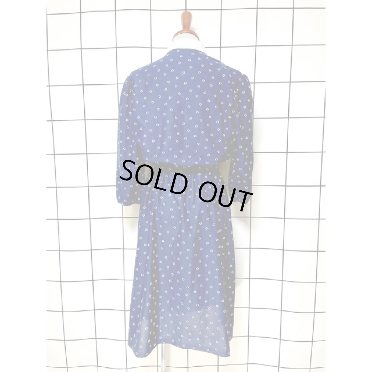 画像2: バイカラー ウエストリボン ネイビー ホワイト ウエストゴム レトロ アメリカ古着 ヴィンテージワンピース (2)