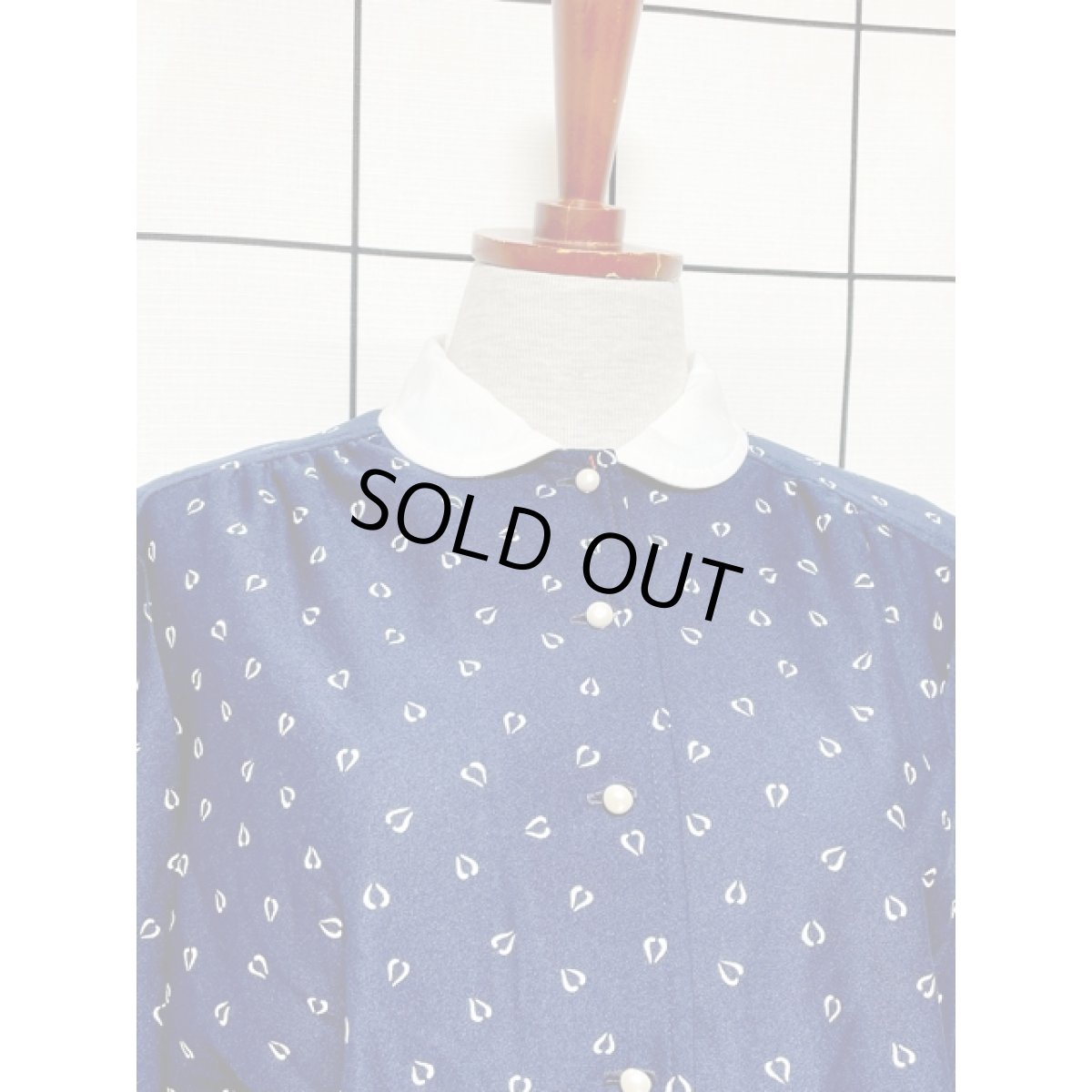 画像5: バイカラー ウエストリボン ネイビー ホワイト ウエストゴム レトロ アメリカ古着 ヴィンテージワンピース (5)