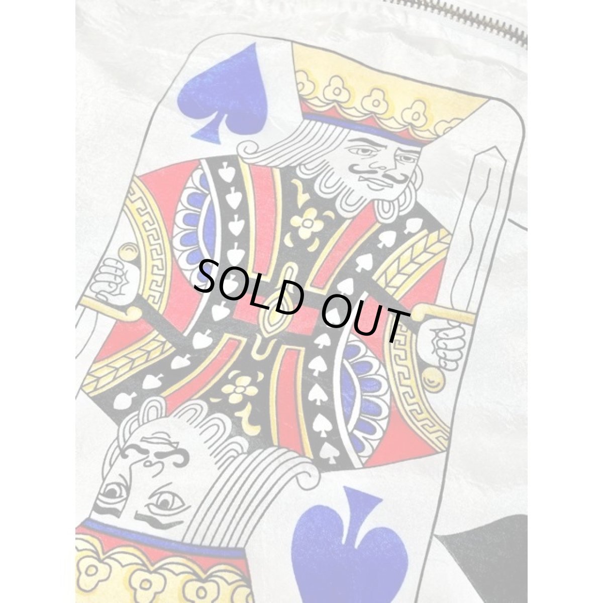 画像11: トランプ柄 希少 オーバーサイズ ホワイト ジップアップ アメリカ古着 ブルゾン ジャンパー ヴィンテージナイロンジャケット (11)