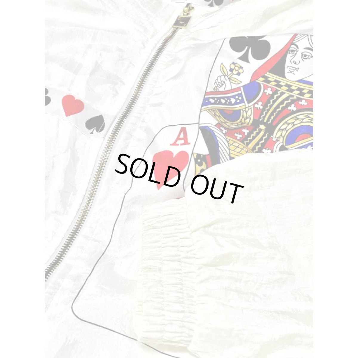 画像9: トランプ柄 希少 オーバーサイズ ホワイト ジップアップ アメリカ古着 ブルゾン ジャンパー ヴィンテージナイロンジャケット (9)