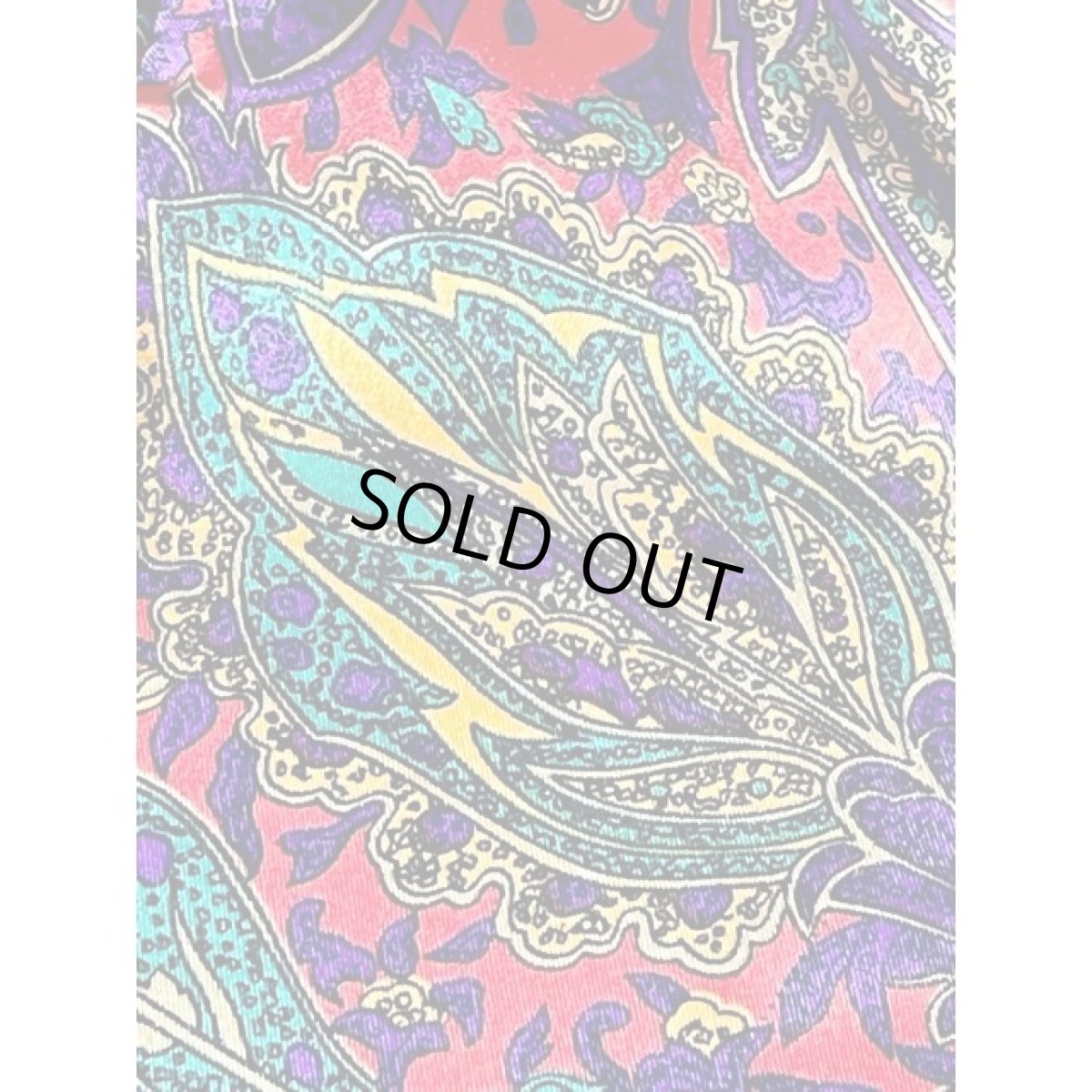 画像12: レトロサイケ ノーカラー アメリカ古着 長袖 シャツ ヴィンテージブラウス (12)