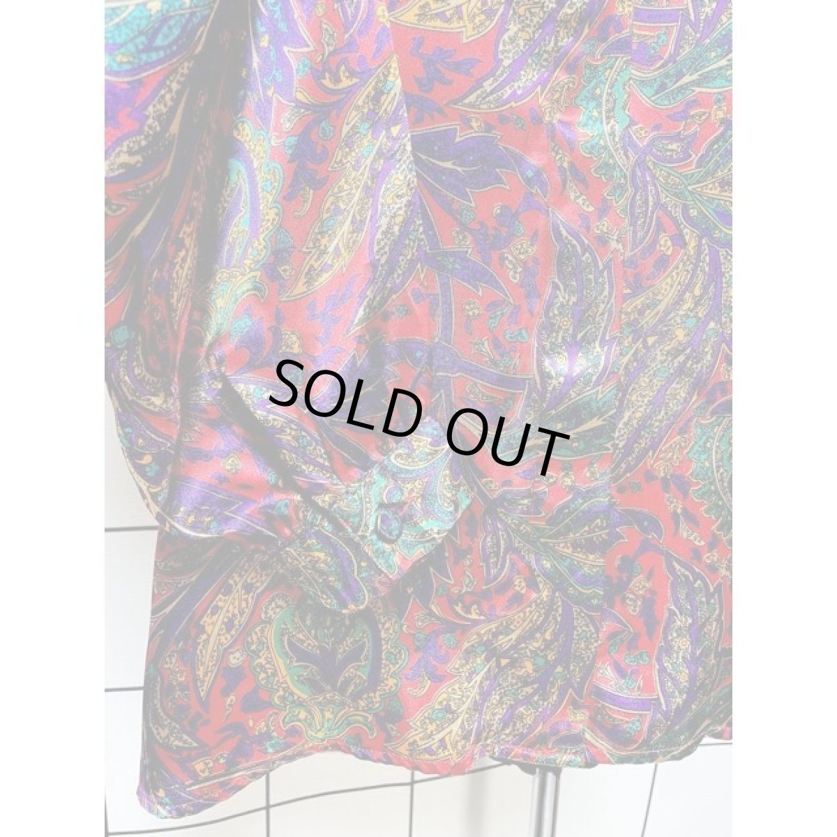 画像7: レトロサイケ ノーカラー アメリカ古着 長袖 シャツ ヴィンテージブラウス (7)