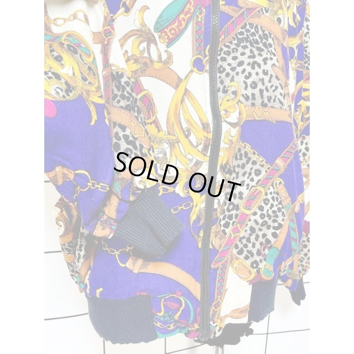 画像7: スカーフ柄 カラフル ジップアップ アメリカ古着 ジャンパー ヴィンテージブルゾンジャケット (7)