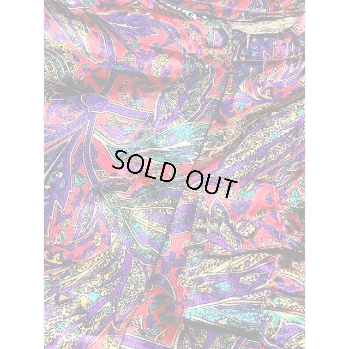 画像10: レトロサイケ ノーカラー アメリカ古着 長袖 シャツ ヴィンテージブラウス (10)