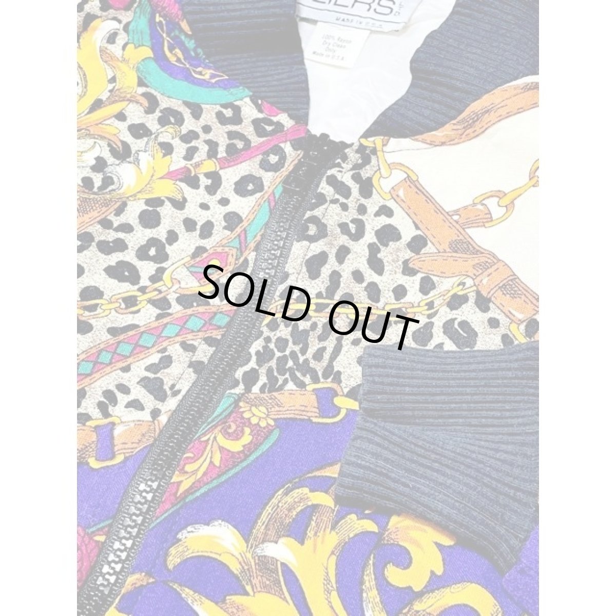 画像9: スカーフ柄 カラフル ジップアップ アメリカ古着 ジャンパー ヴィンテージブルゾンジャケット (9)