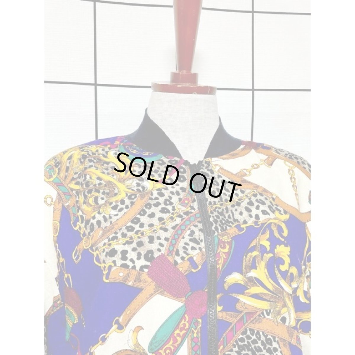 画像5: スカーフ柄 カラフル ジップアップ アメリカ古着 ジャンパー ヴィンテージブルゾンジャケット (5)