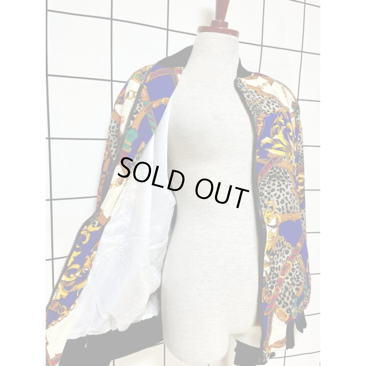 画像8: スカーフ柄 カラフル ジップアップ アメリカ古着 ジャンパー ヴィンテージブルゾンジャケット (8)