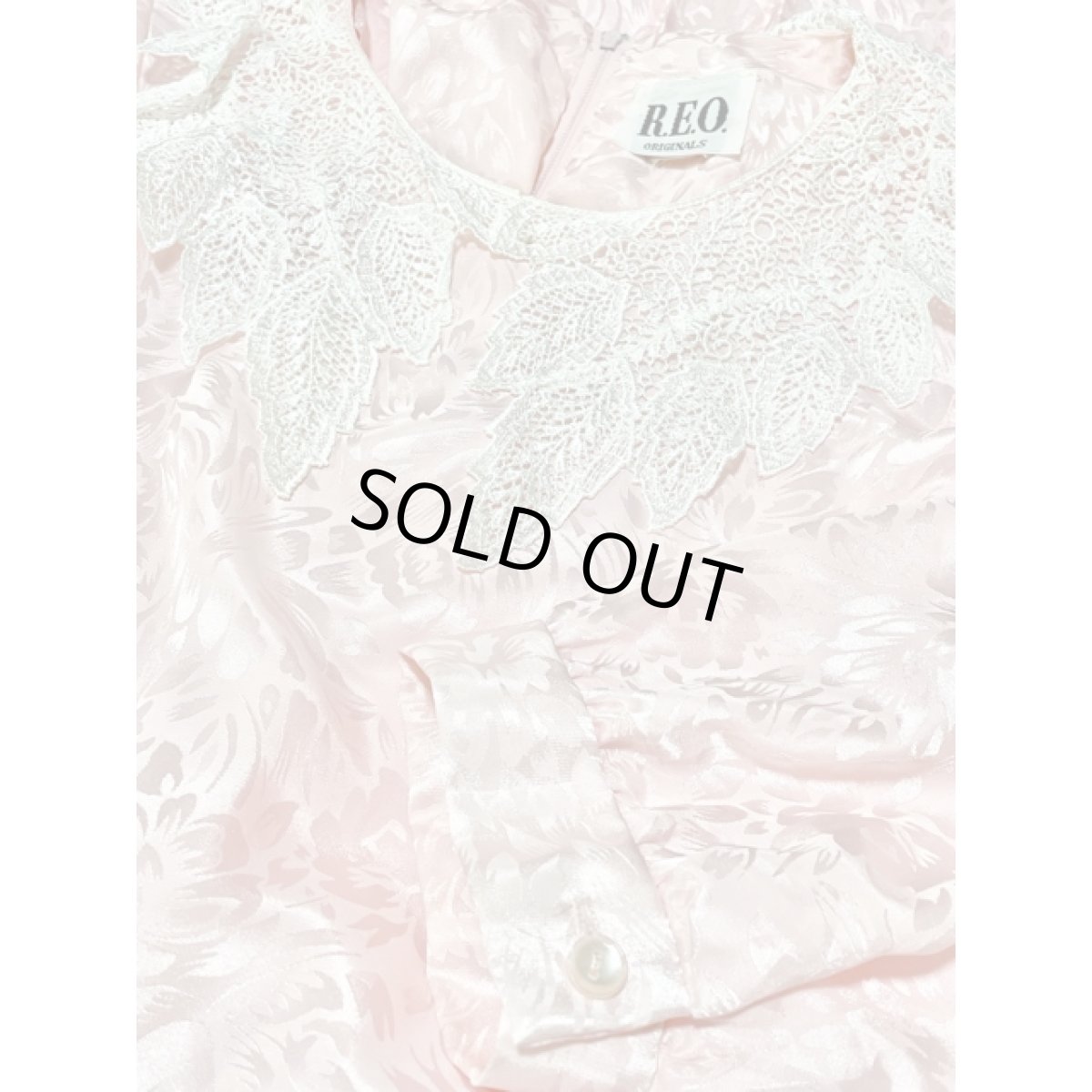 画像11: パーティー衣装にもおすすめ レース襟 花柄 プリーツ切り替え UNIONMADE ウエストゴム レトロ アメリカ古着 ヴィンテージドレス (11)