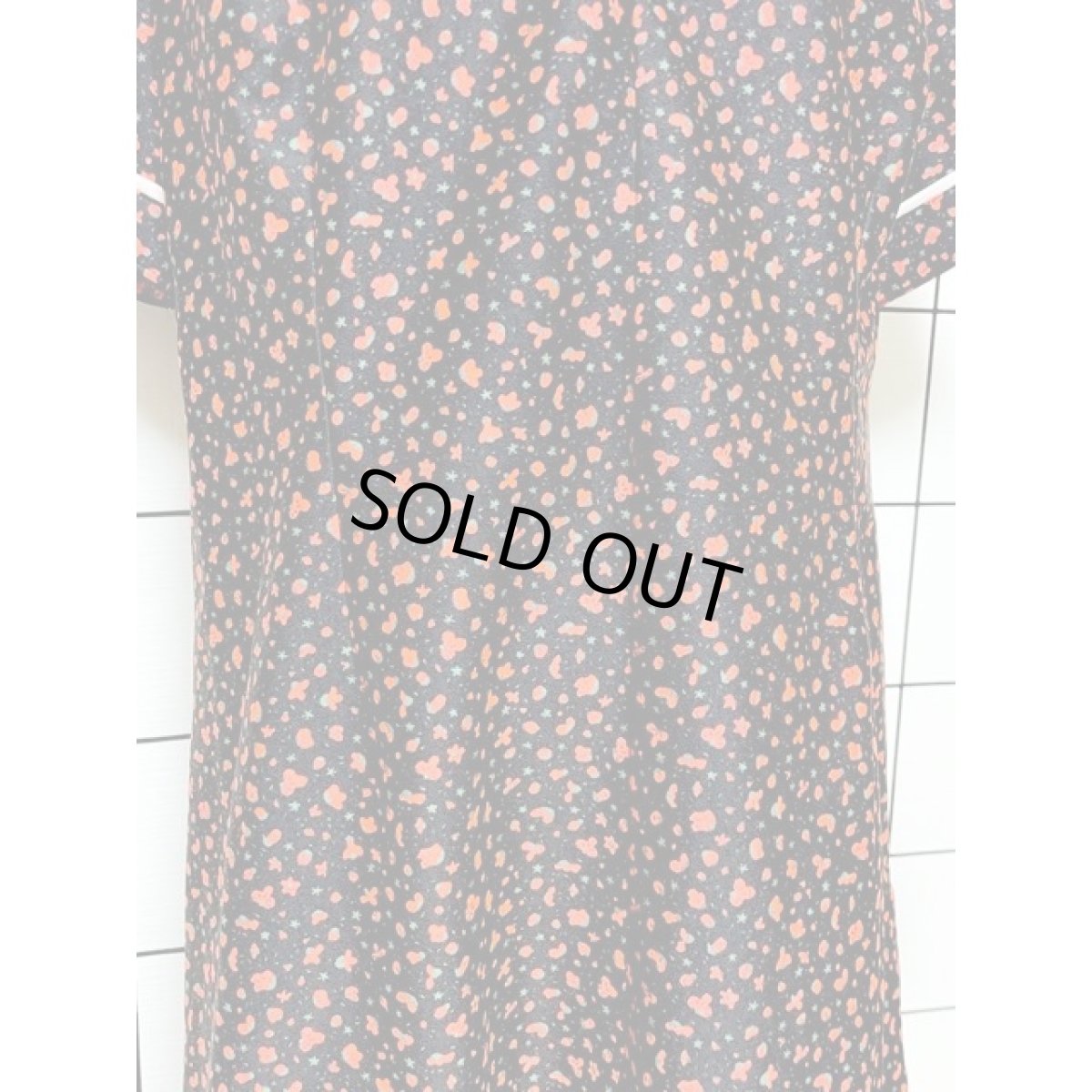 画像7: アート柄 ブラック 半袖 レトロ ヨーロッパ古着 ヴィンテージワンピース (7)