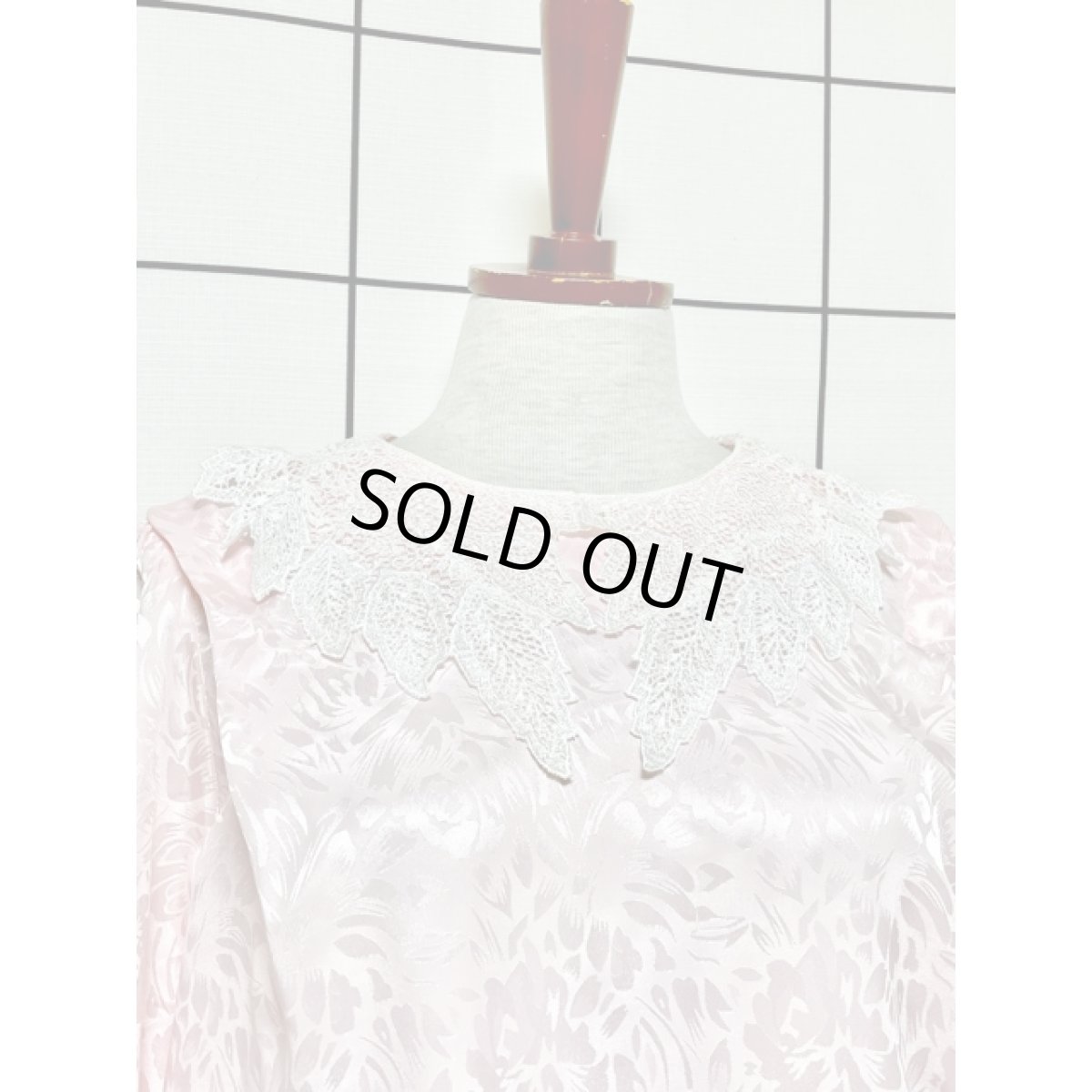 画像5: パーティー衣装にもおすすめ レース襟 花柄 プリーツ切り替え UNIONMADE ウエストゴム レトロ アメリカ古着 ヴィンテージドレス (5)