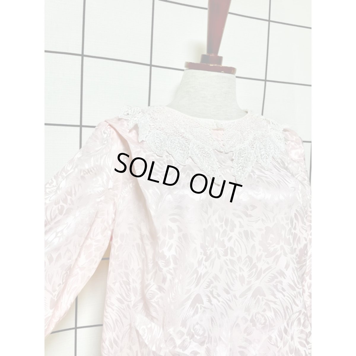 画像6: パーティー衣装にもおすすめ レース襟 花柄 プリーツ切り替え UNIONMADE ウエストゴム レトロ アメリカ古着 ヴィンテージドレス (6)