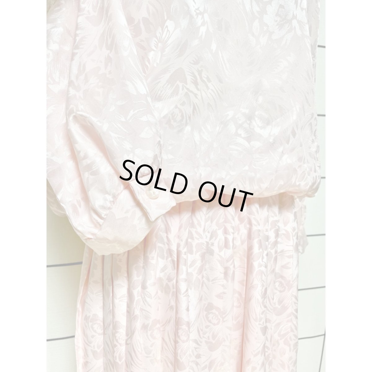 画像7: パーティー衣装にもおすすめ レース襟 花柄 プリーツ切り替え UNIONMADE ウエストゴム レトロ アメリカ古着 ヴィンテージドレス (7)