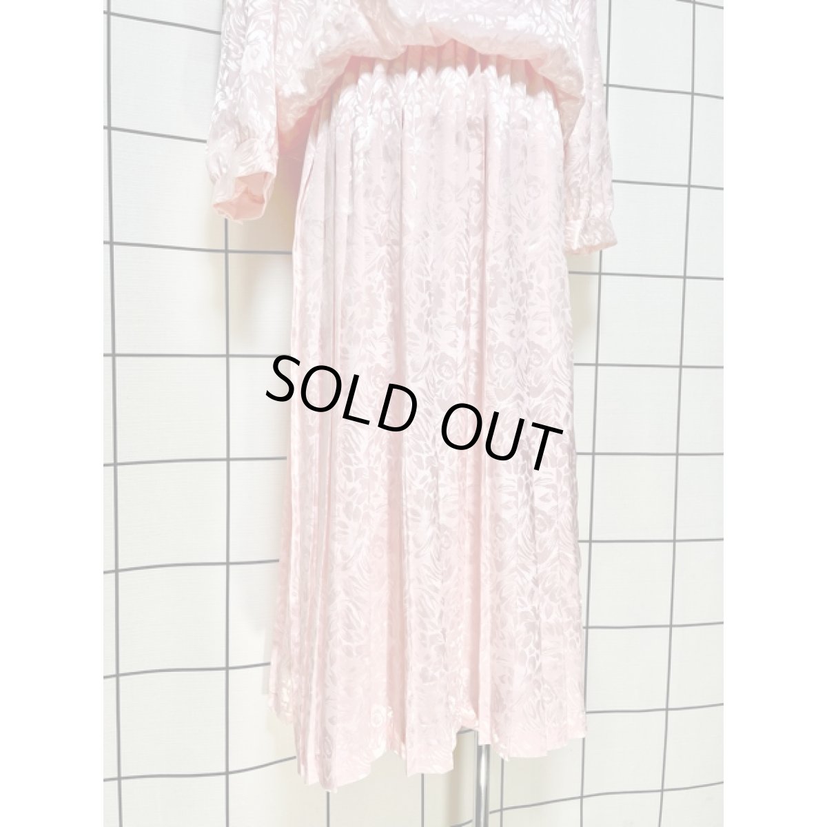 画像8: パーティー衣装にもおすすめ レース襟 花柄 プリーツ切り替え UNIONMADE ウエストゴム レトロ アメリカ古着 ヴィンテージドレス (8)